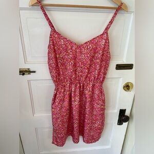 Anthropologie Pink floral print silk dress